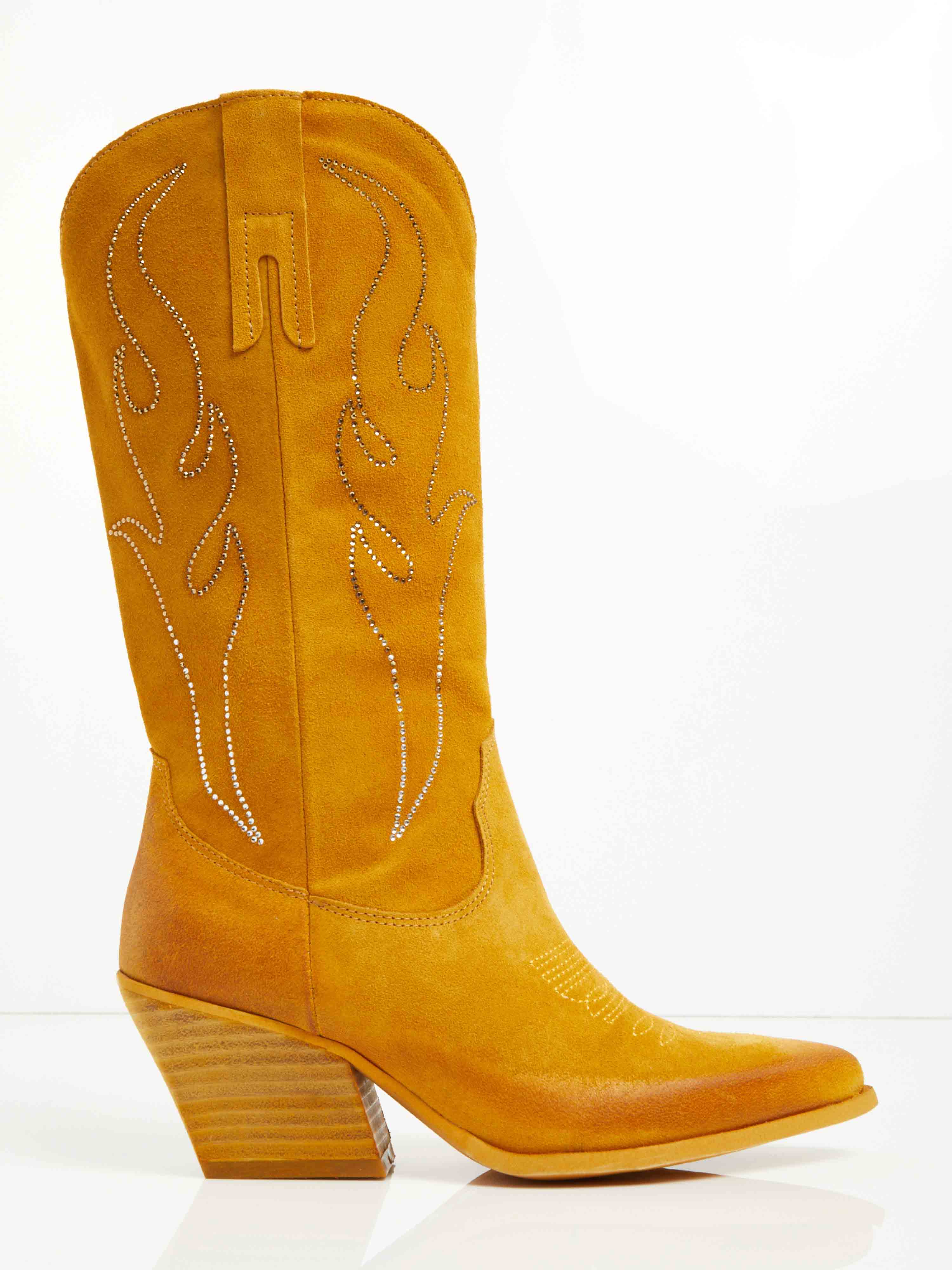 Classiche Suede Cowboy Boots With Rhinestones F0545554-0529 Outlet